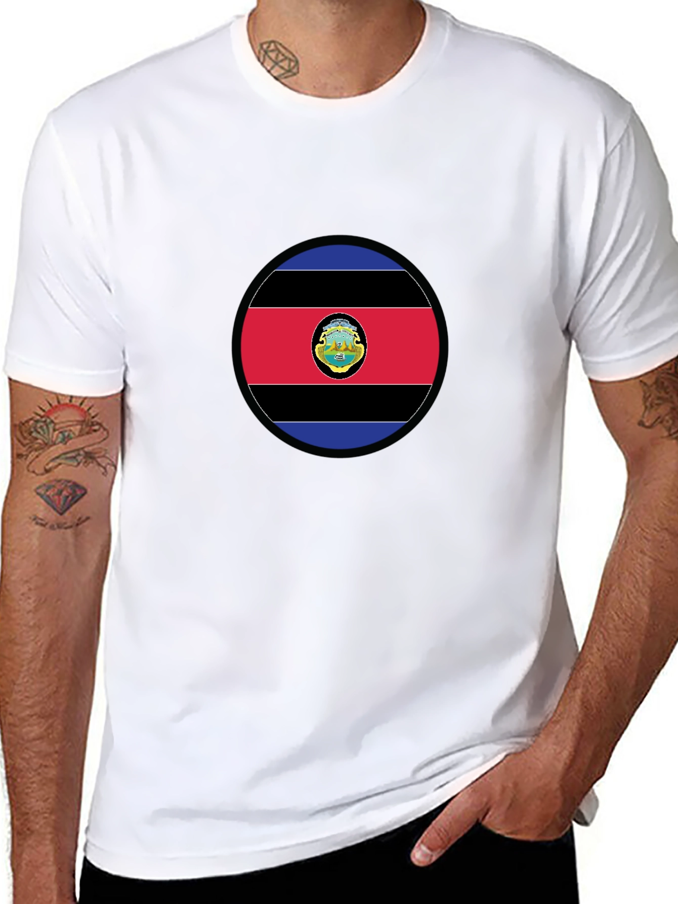 Costa Rica Flag Graphic T-Shirt - Black