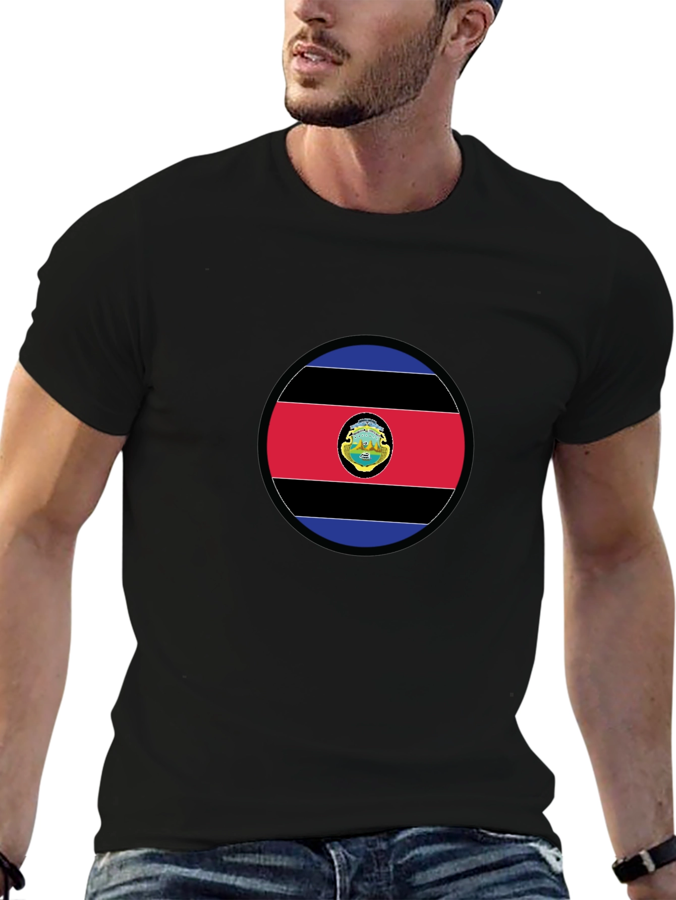 Costa Rica Flag Graphic T-Shirt - Black