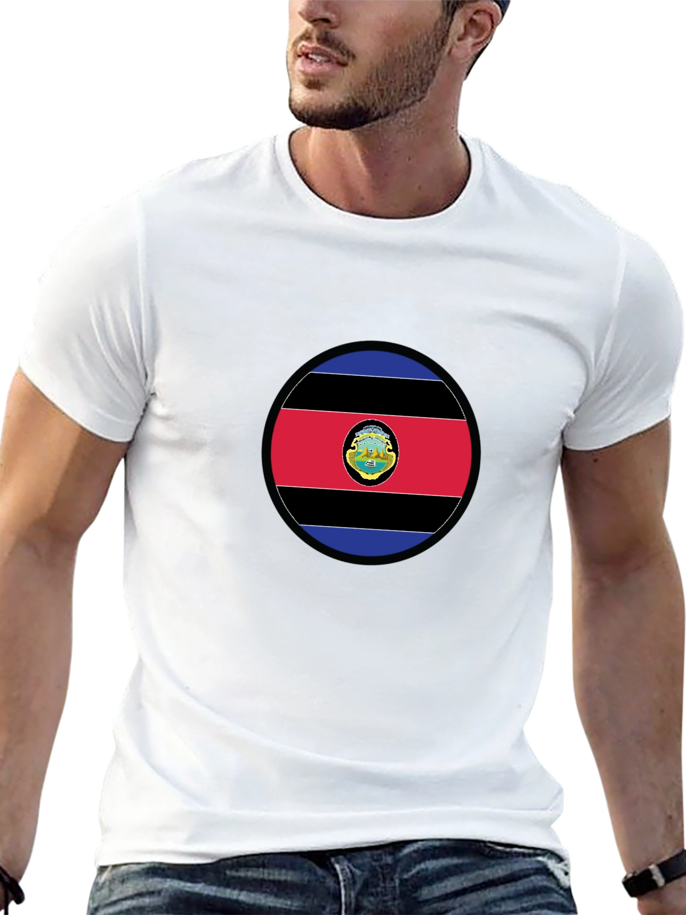 Costa Rica Flag Graphic T-Shirt - Black