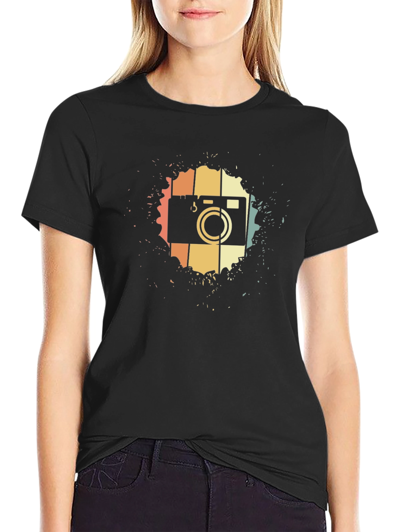 Retro Camera Graphic Tee - Black