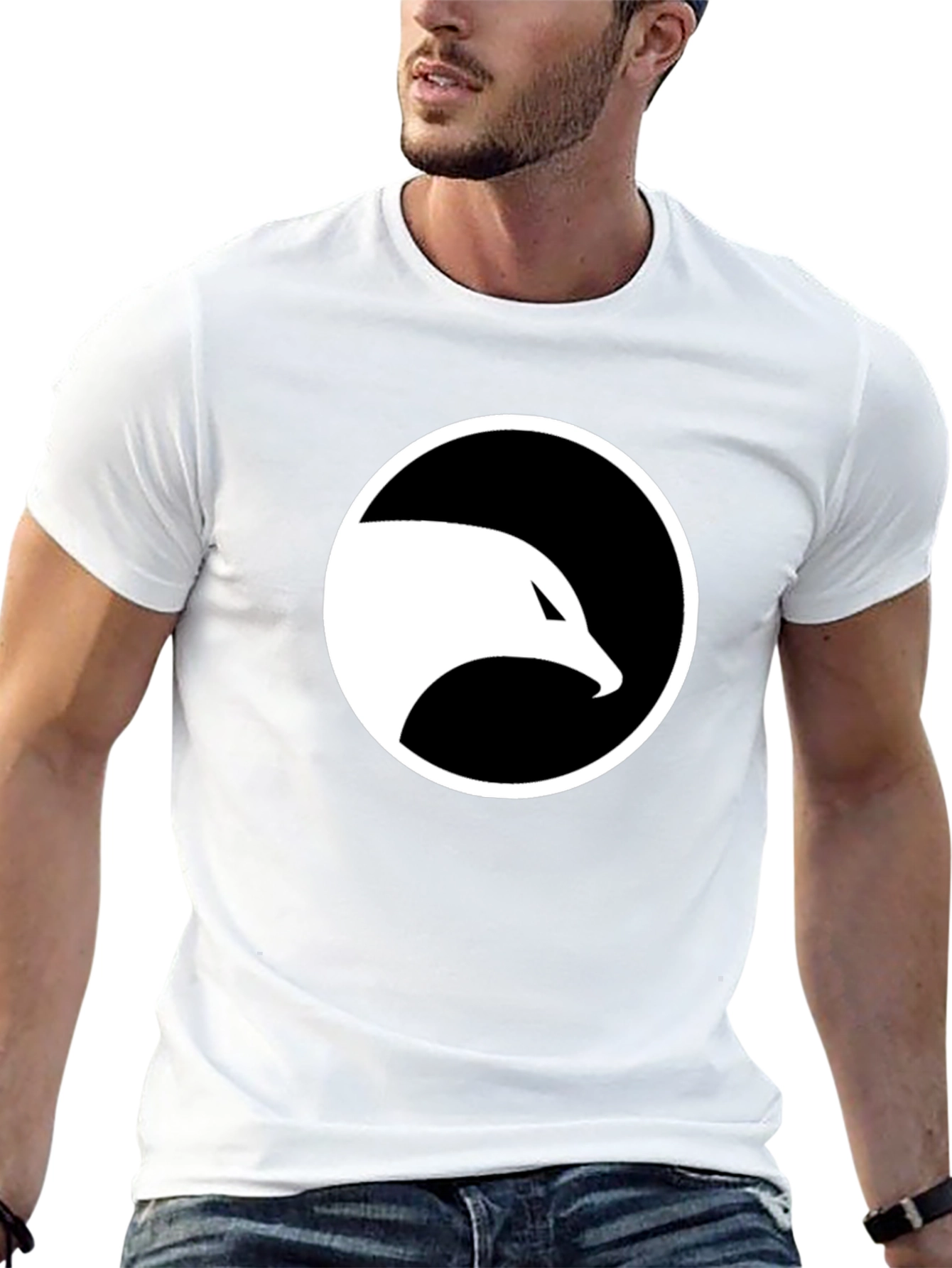 Cool Black T-Shirt with White Eagle Logo