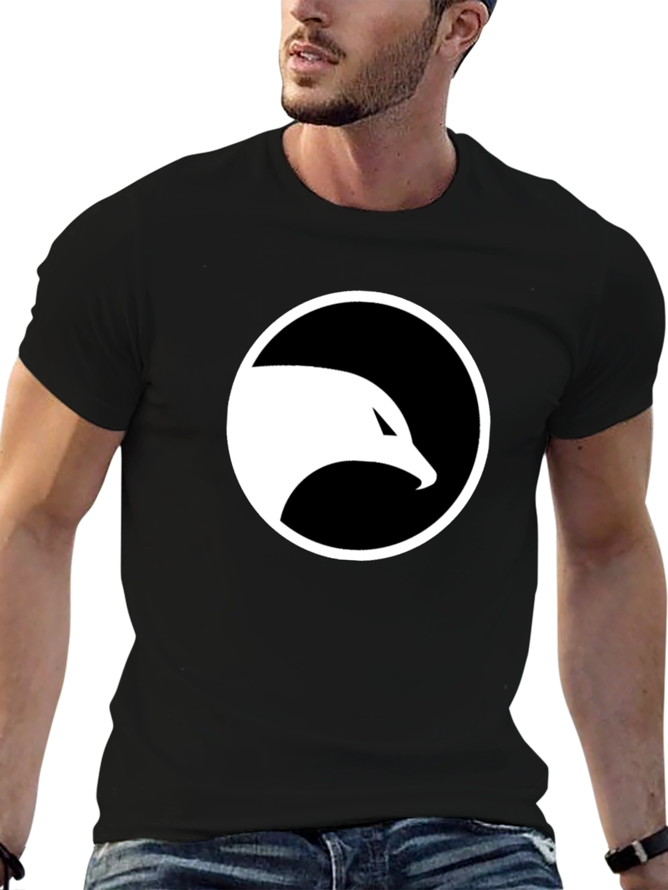Cool Black T-Shirt with White Eagle Logo