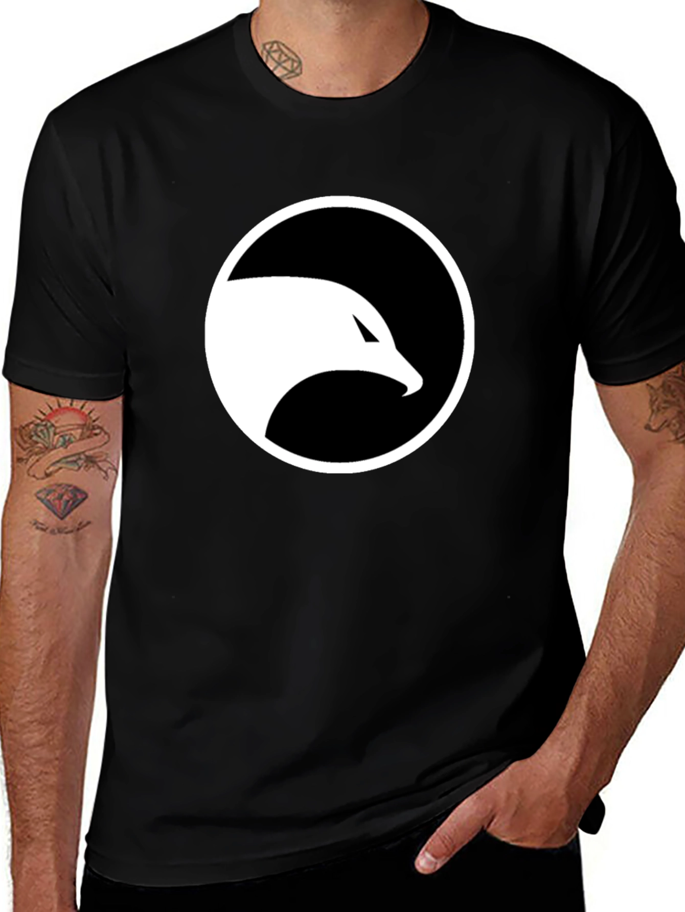 Cool Black T-Shirt with White Eagle Logo