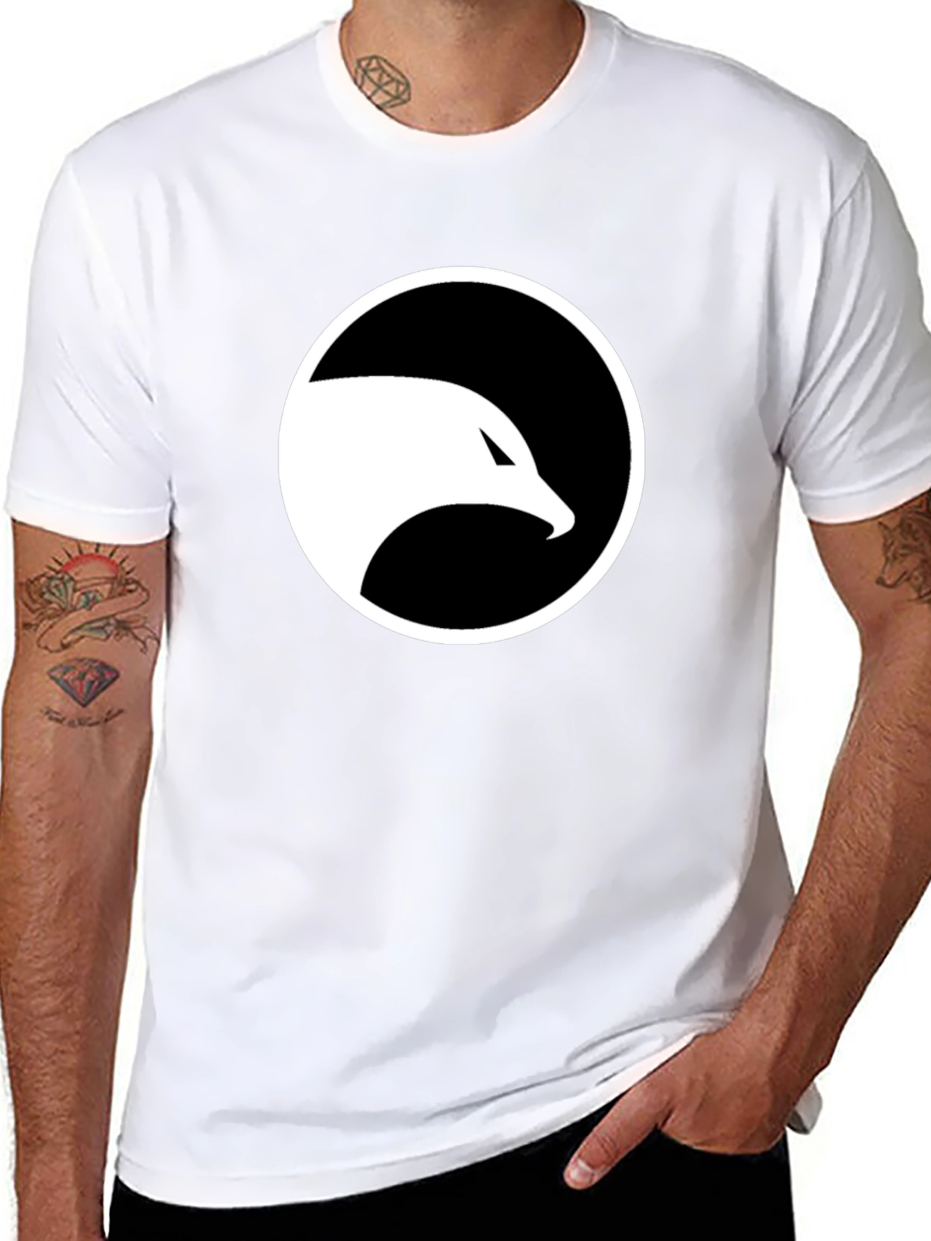 Cool Black T-Shirt with White Eagle Logo