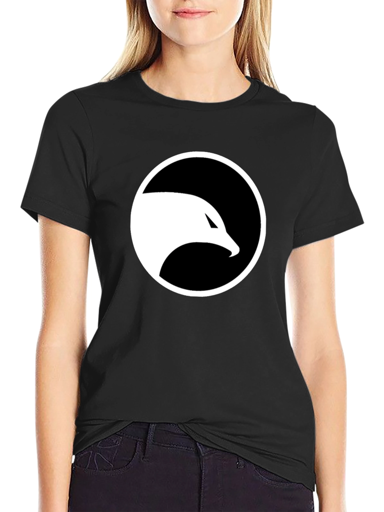 Cool Black T-Shirt with White Eagle Logo