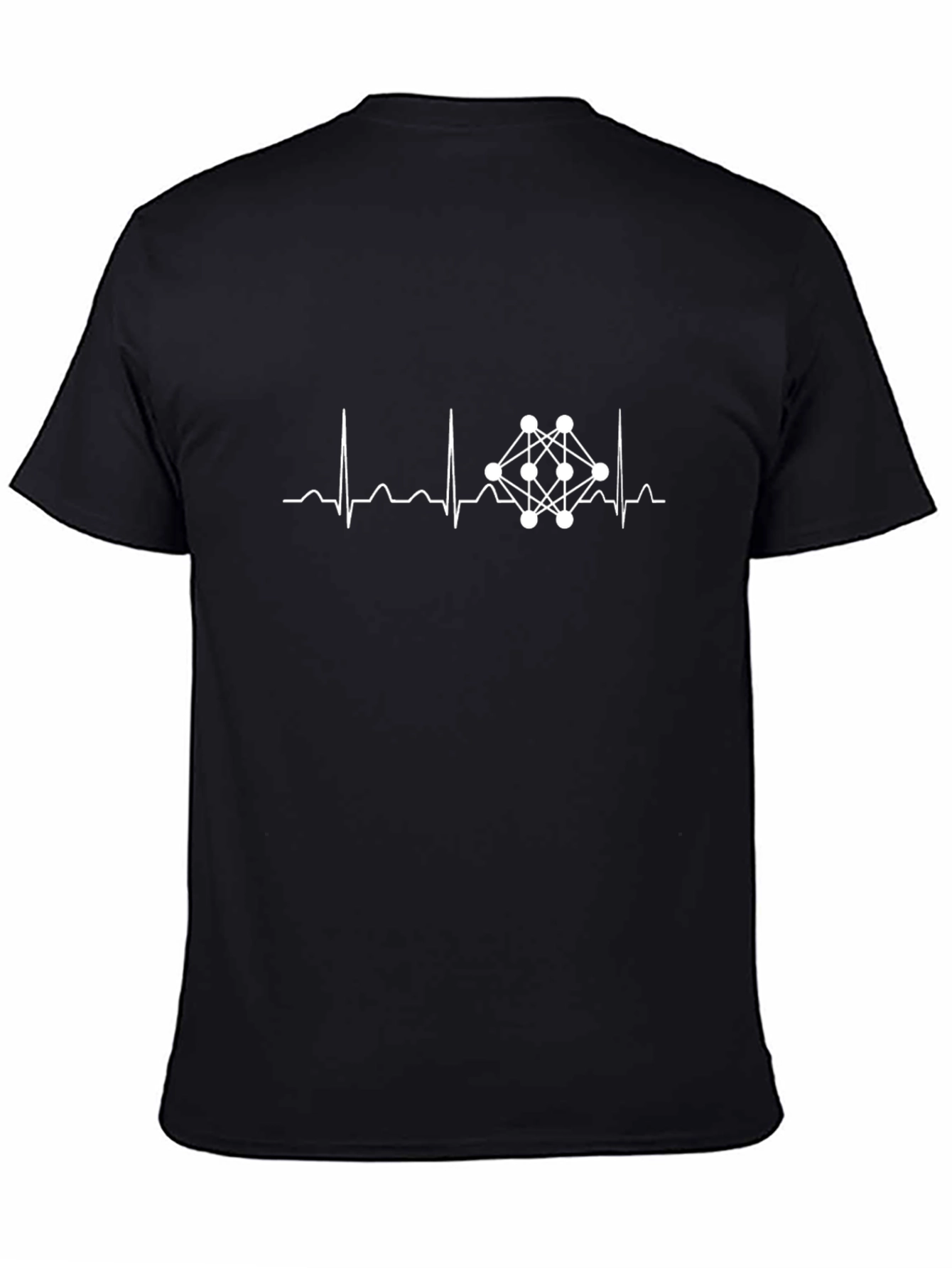 Neural Network Heartbeat T-Shirt - Black Cotton