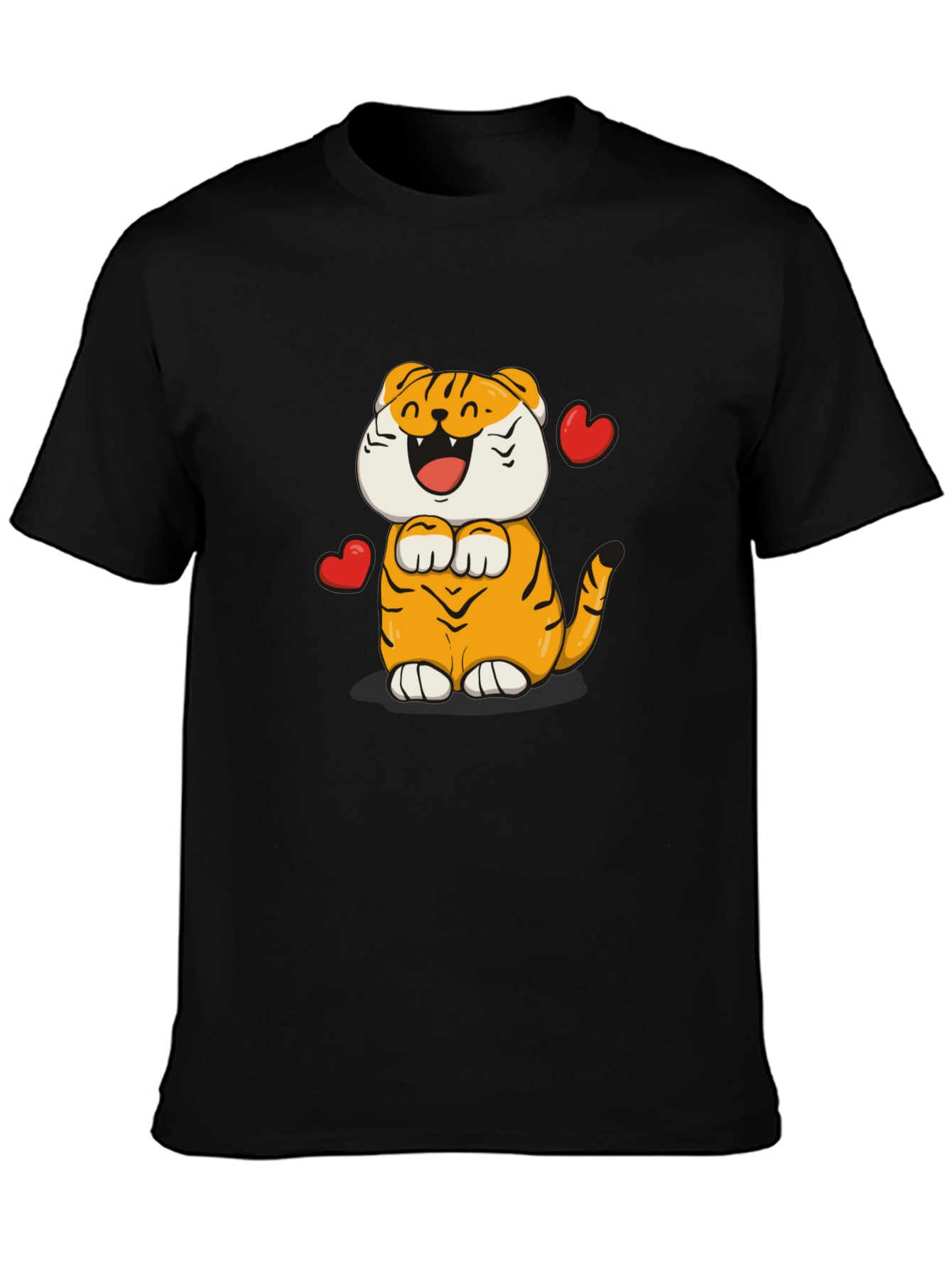 Cute Tiger Graphic T-Shirt - Black