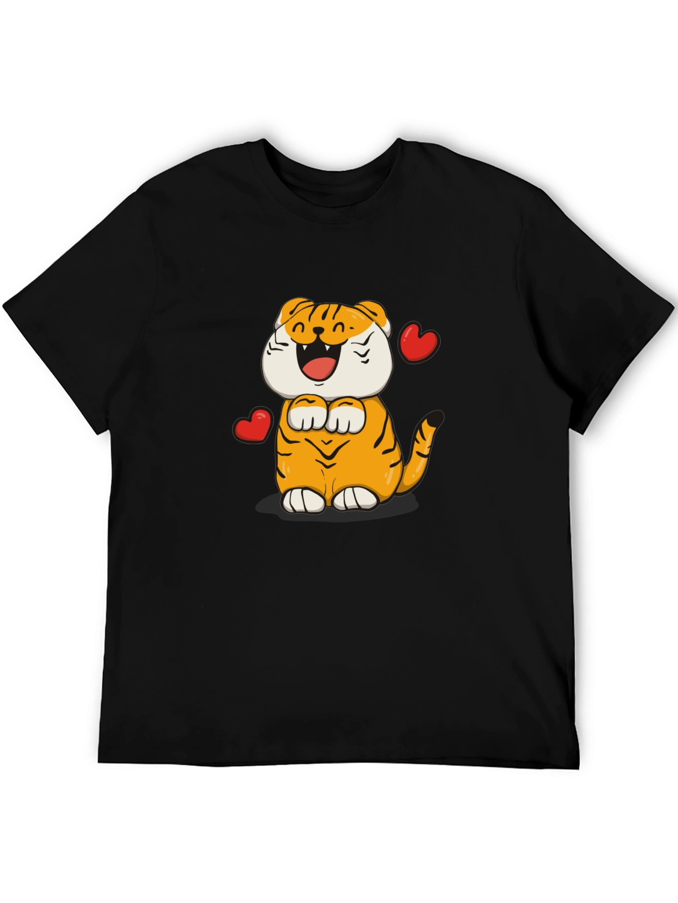 Cute Tiger Graphic T-Shirt - Black