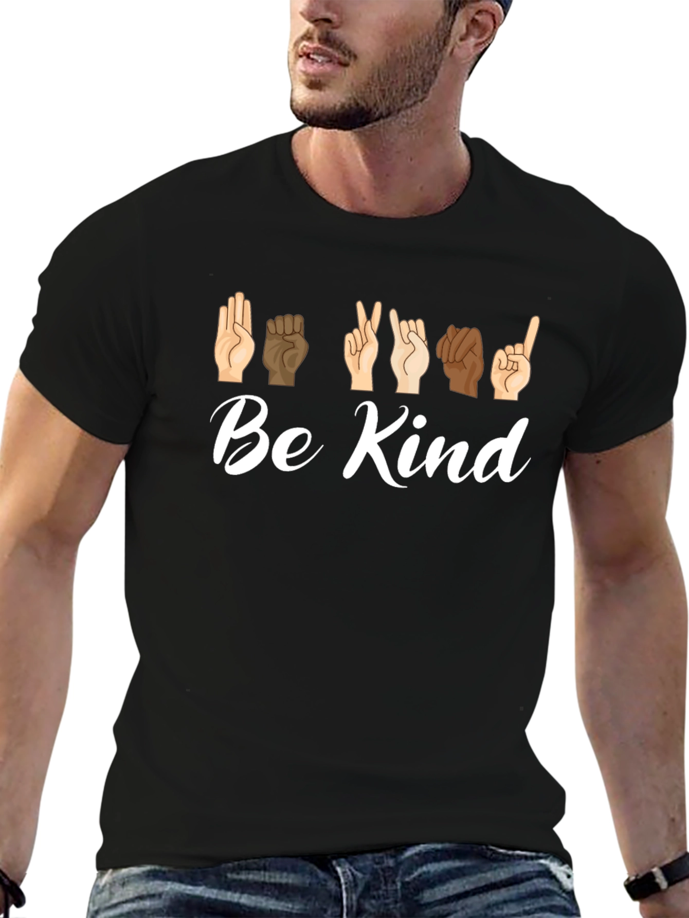 Be Kind Sign Language Black Graphic Tee