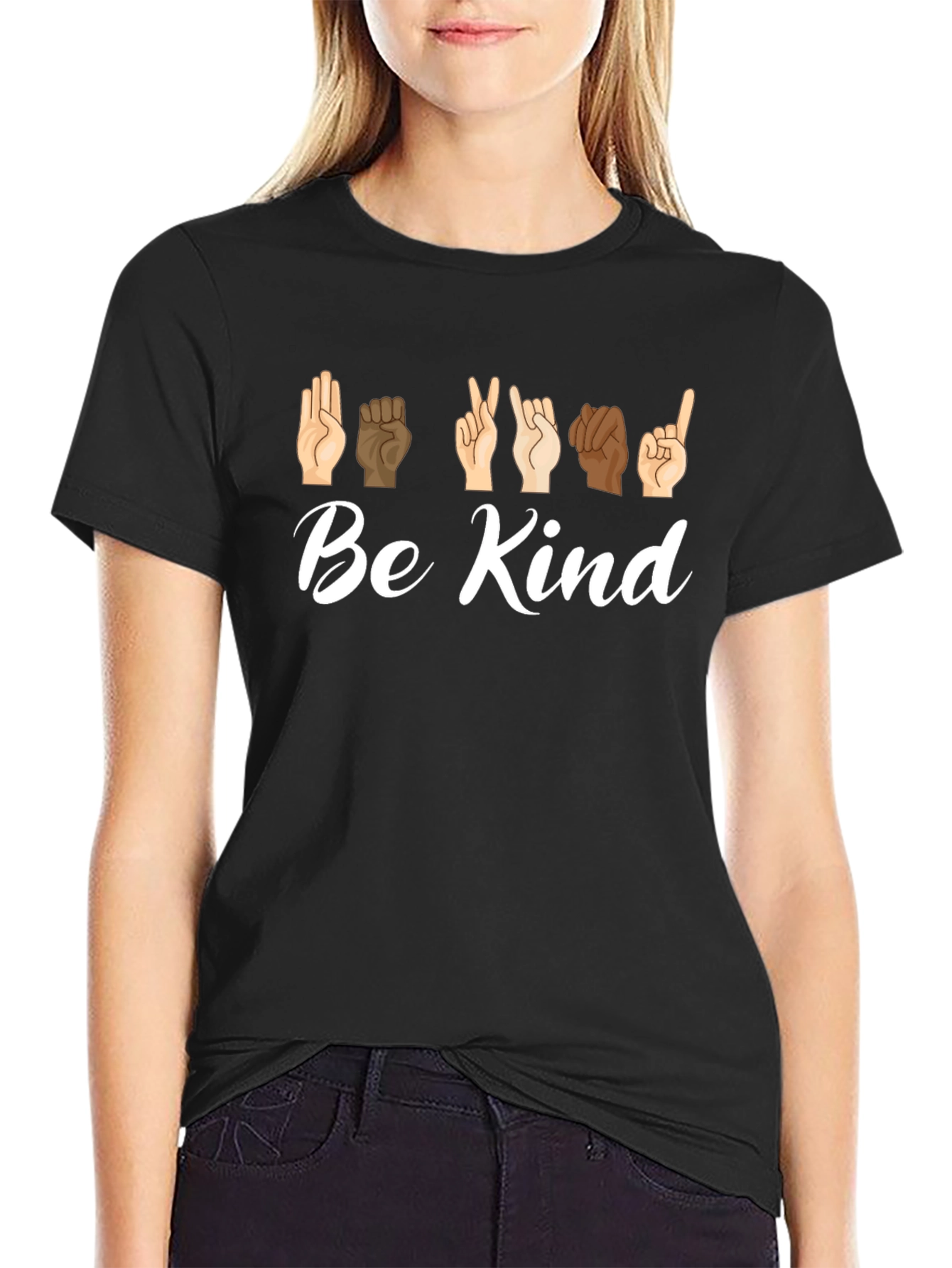 Be Kind Sign Language Black Graphic Tee