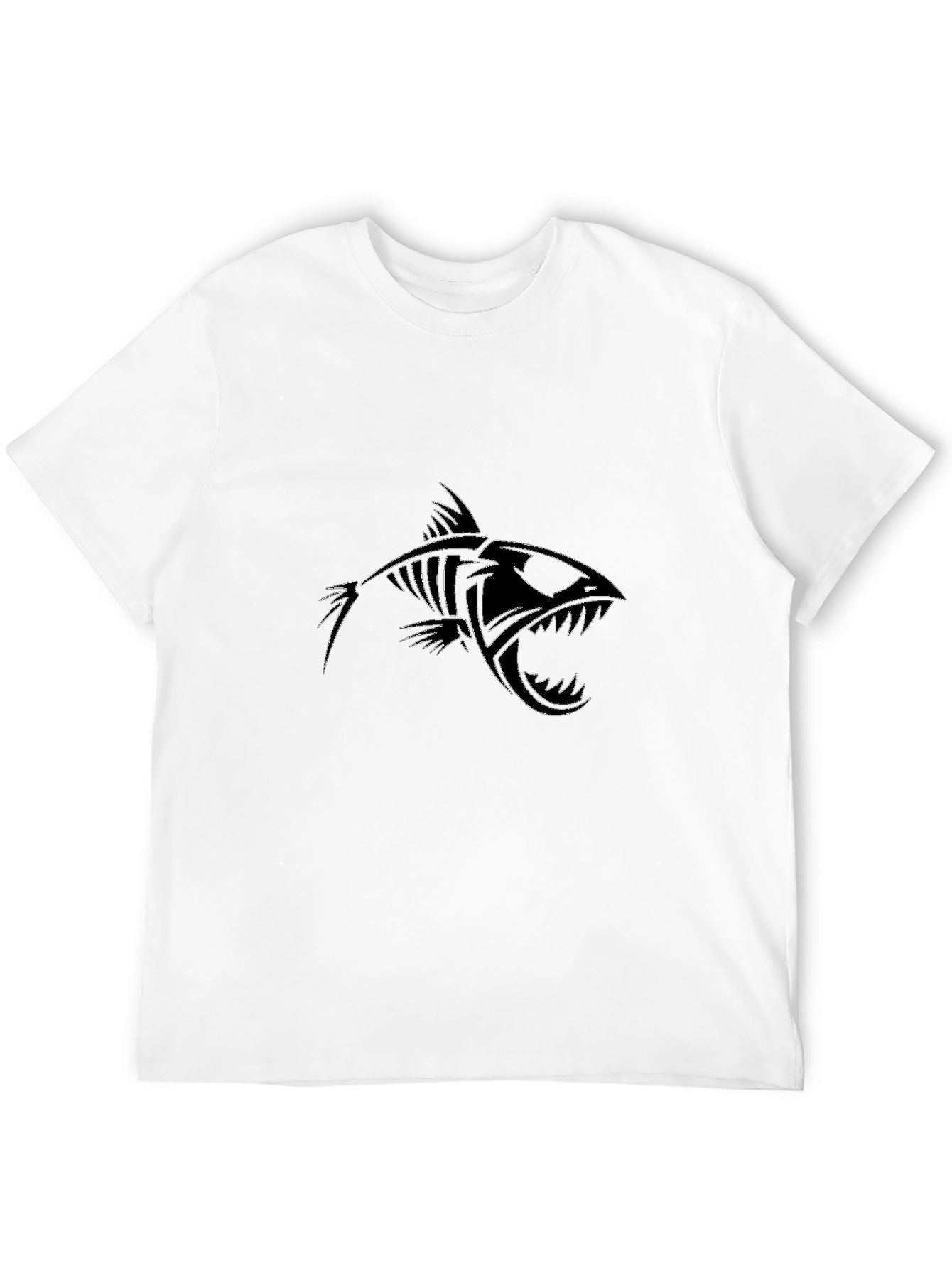 Mens Black Fish Skeleton Graphic Tee