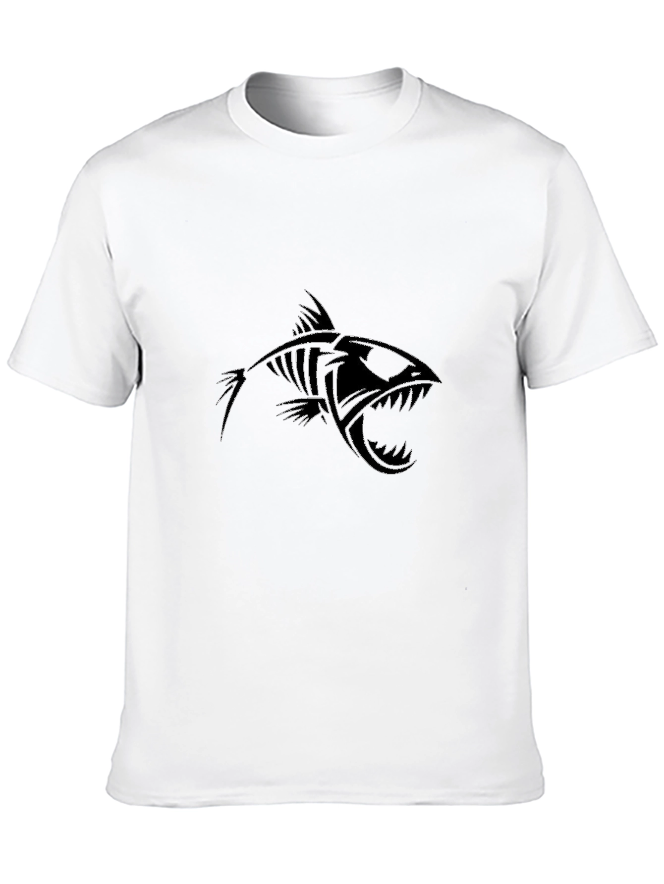 Mens Black Fish Skeleton Graphic Tee