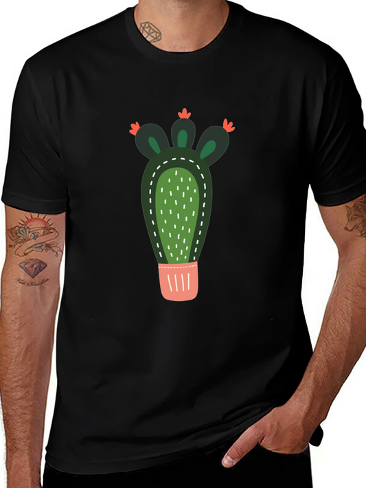 Cactus Graphic Print Crew Neck T-Shirt