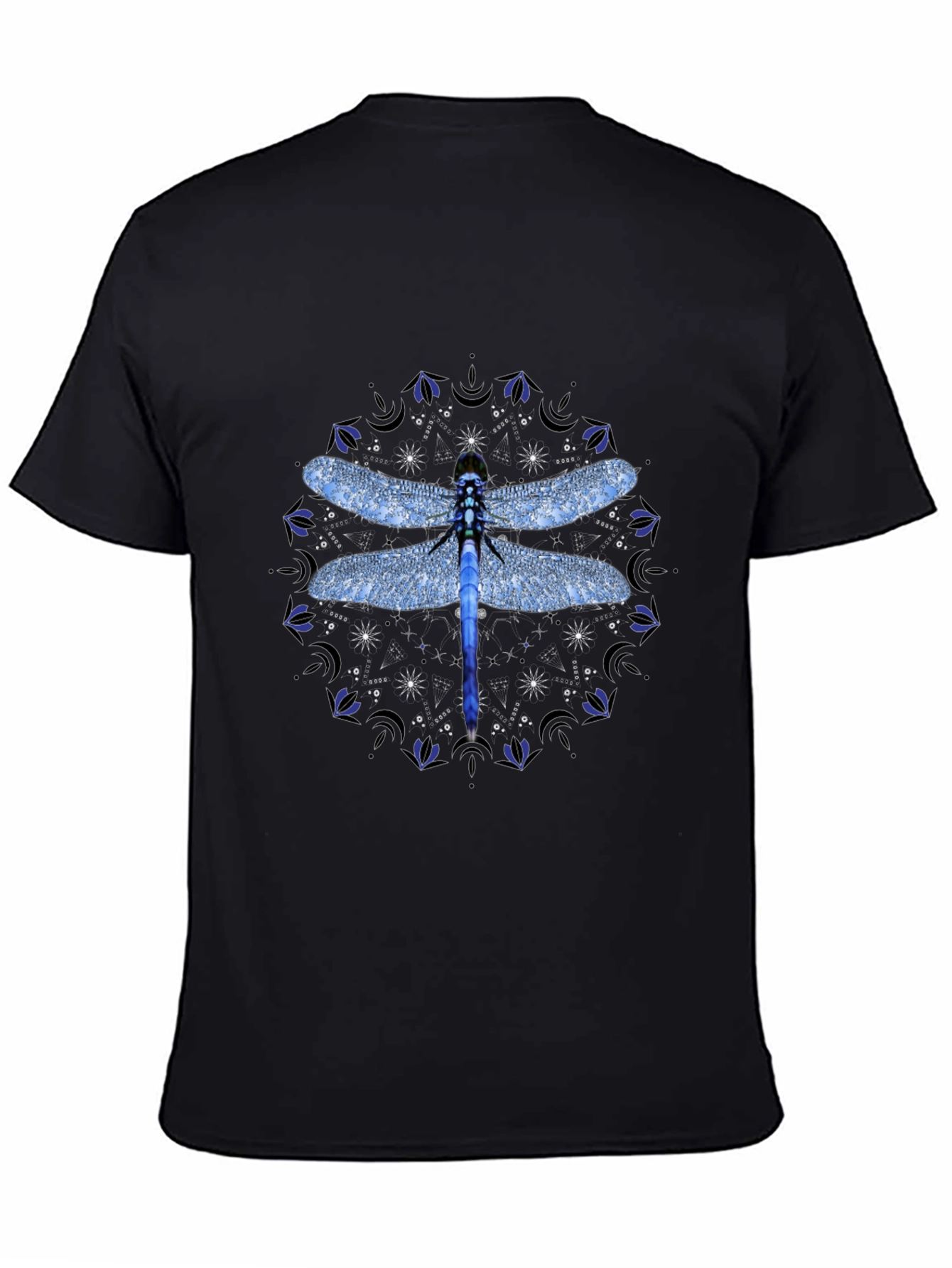 Dragonfly Mandala Graphic T-Shirt - Black