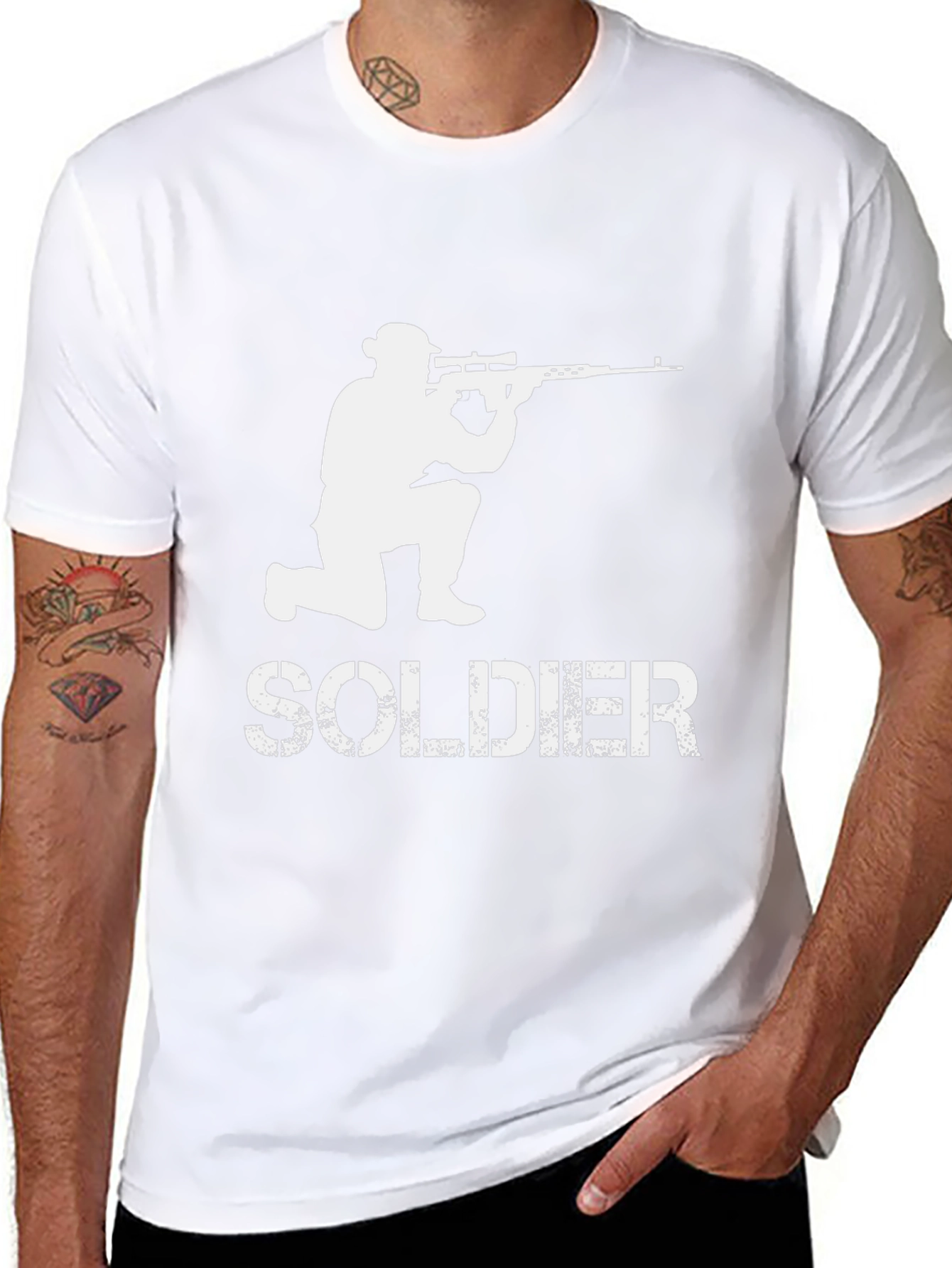 Soldier Sniper Graphic Tee - Black Cotton T-Shirt