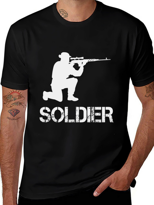 Soldier Sniper Graphic Tee - Black Cotton T-Shirt