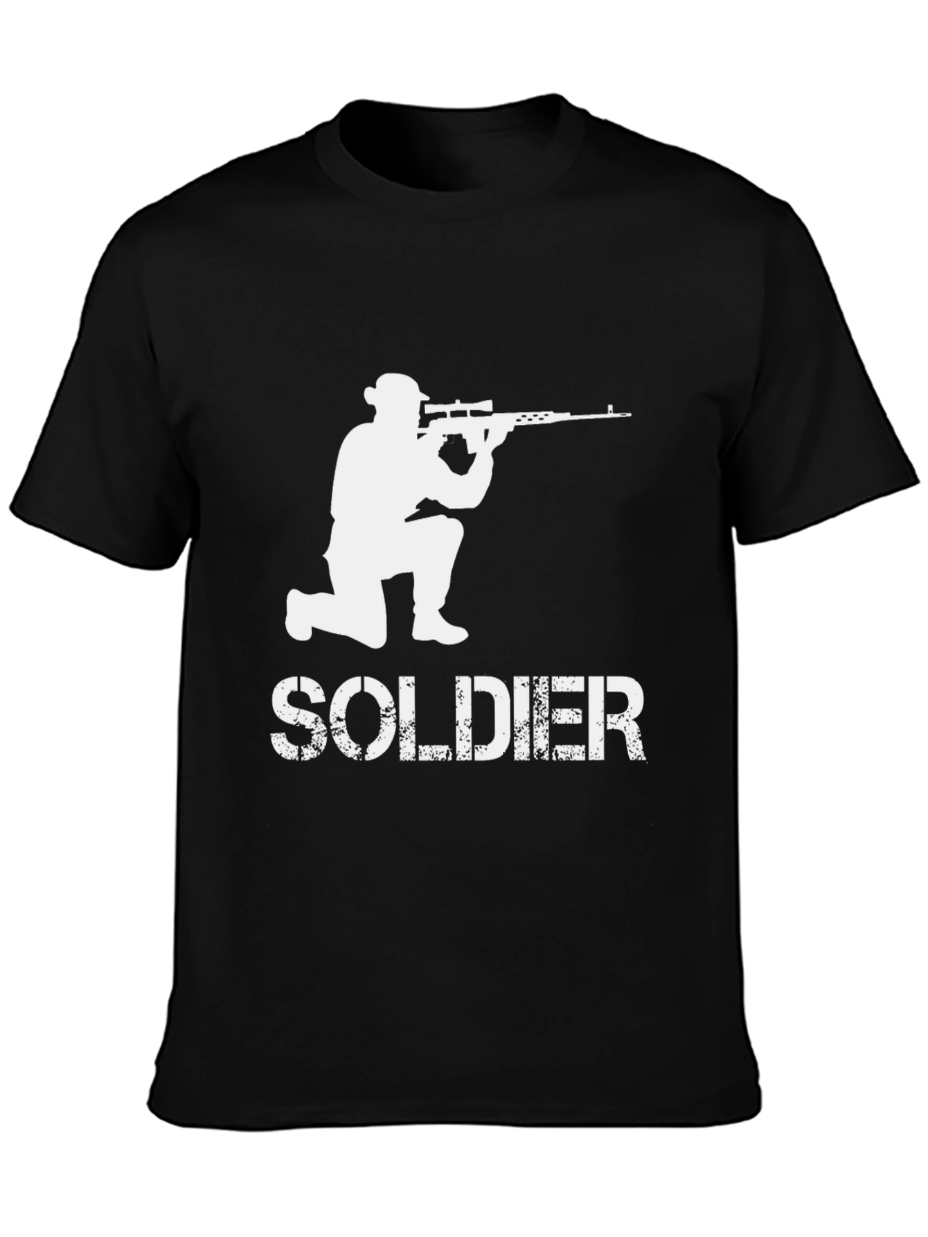 Soldier Sniper Graphic Tee - Black Cotton T-Shirt