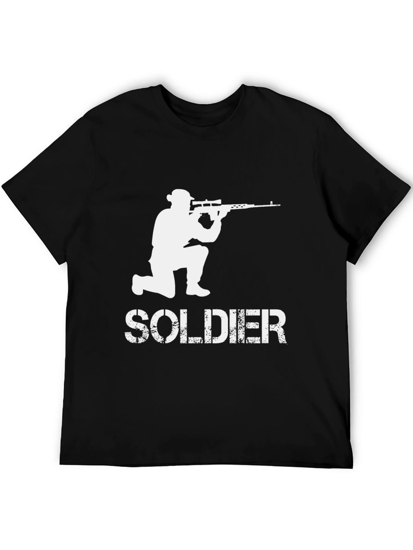 Soldier Sniper Graphic Tee - Black Cotton T-Shirt