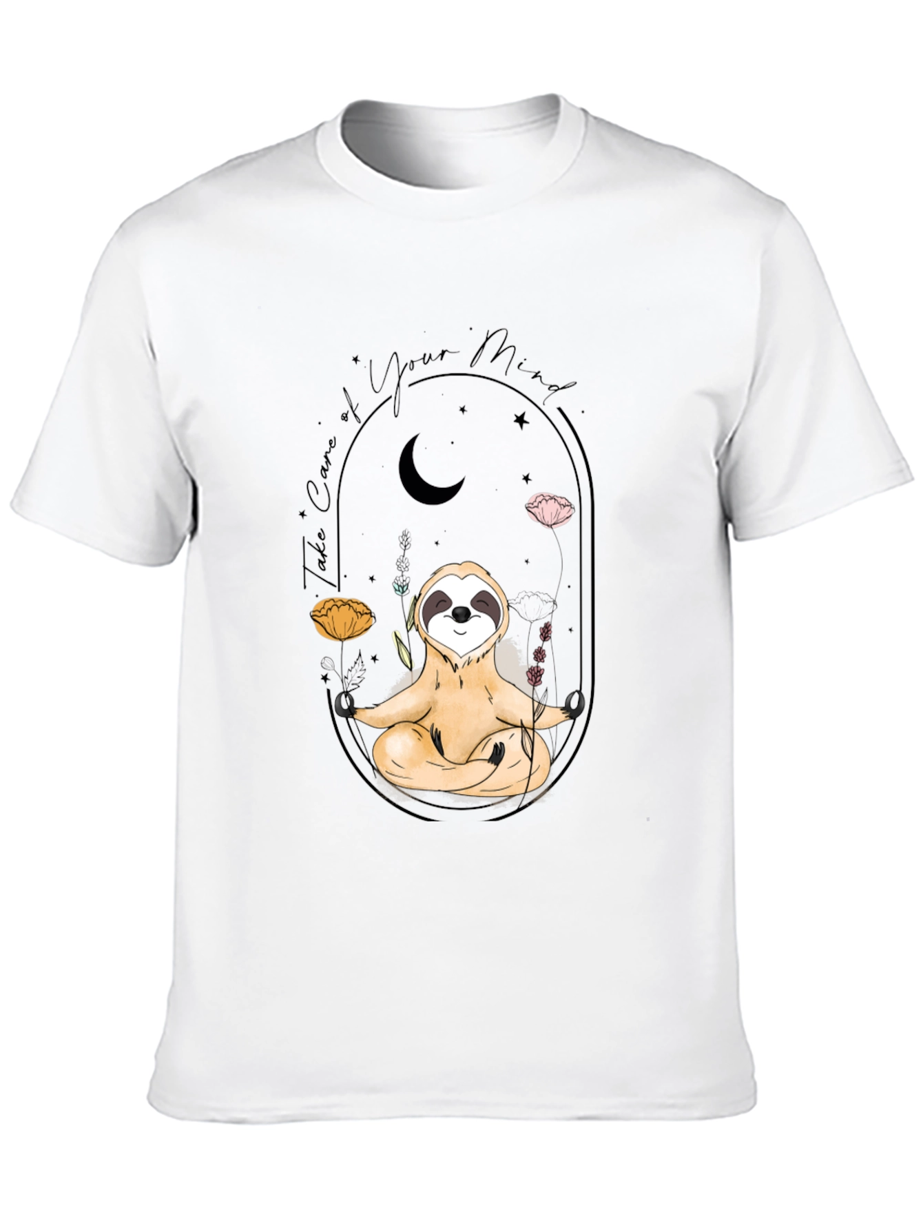 Meditating Sloth T-Shirt - Black Mindful Design