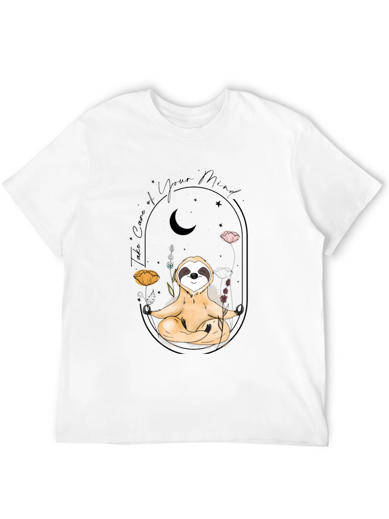 Meditating Sloth T-Shirt - Black Mindful Design