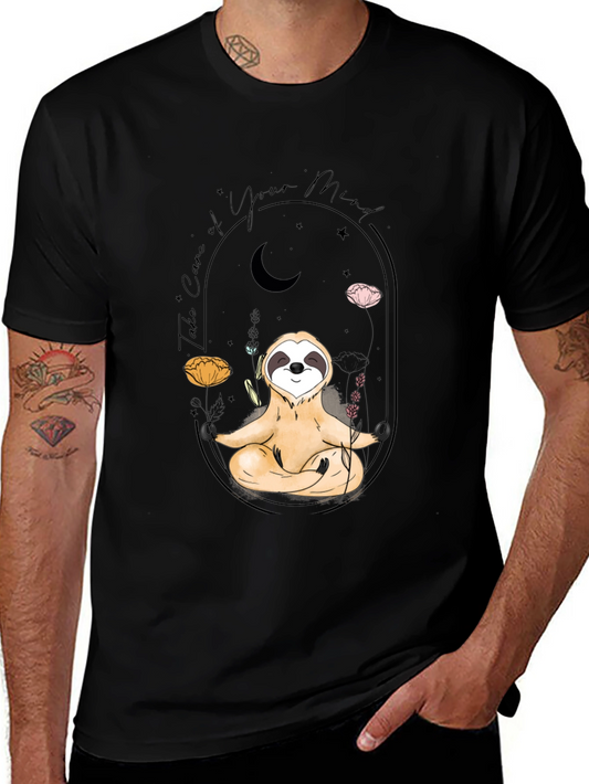 Meditating Sloth T-Shirt - Black Mindful Design