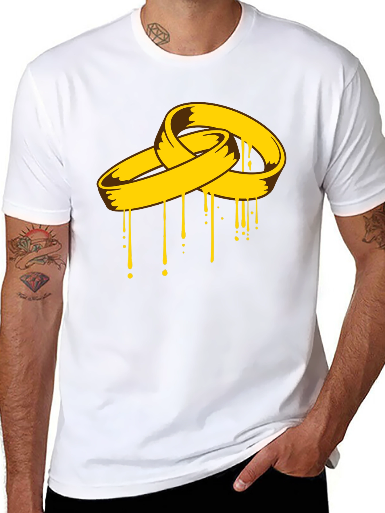 Melting Rings Graphic Tee - Black Cotton Shirt