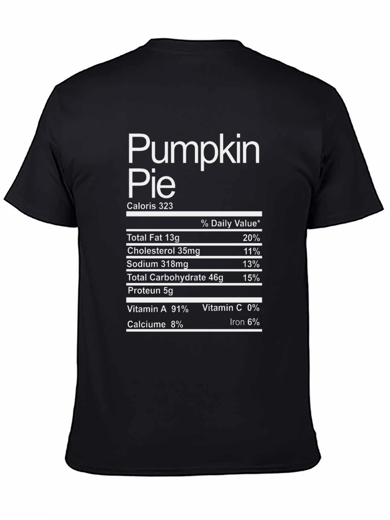 Pumpkin Pie Nutrition Facts Graphic T-Shirt
