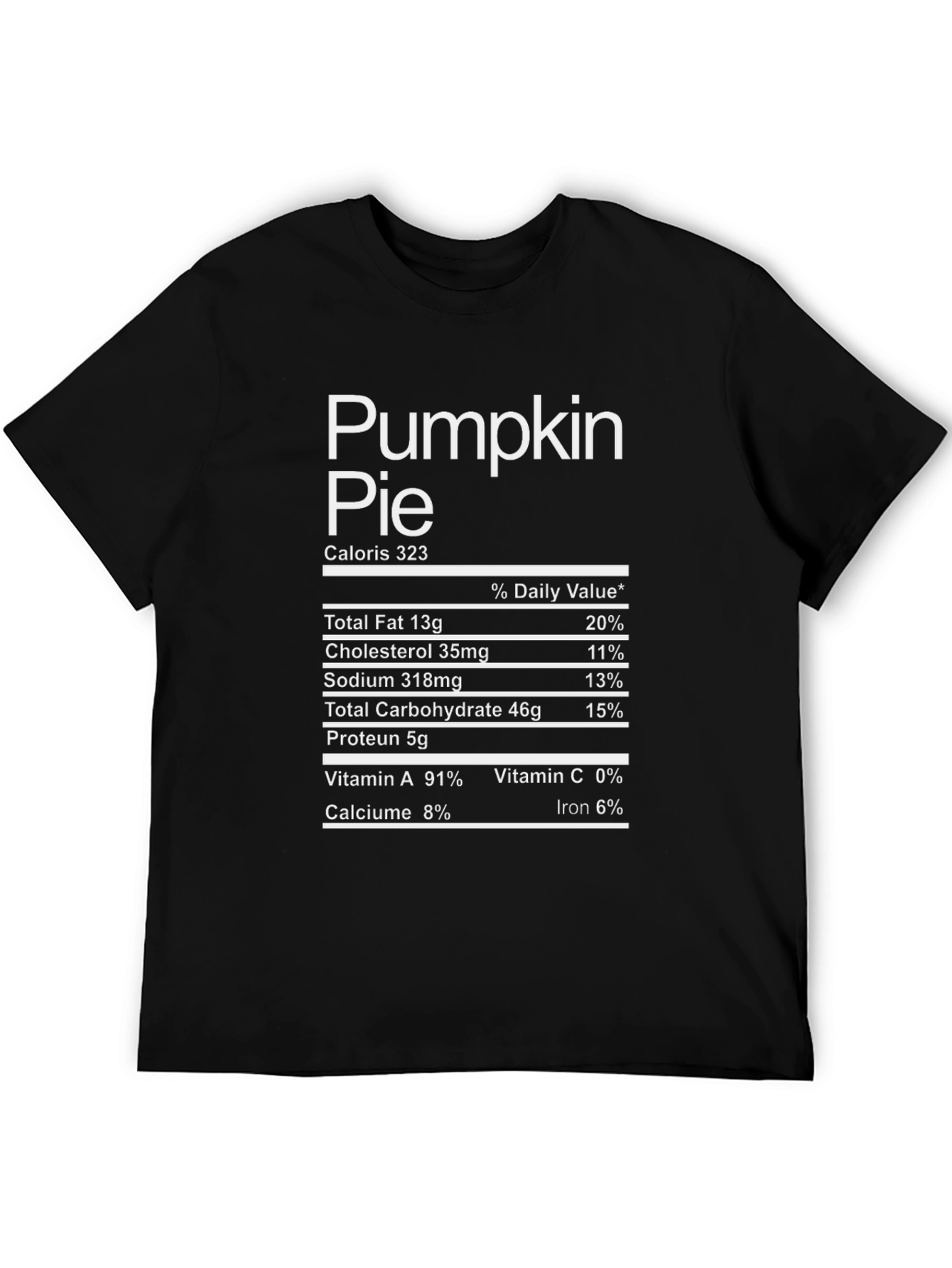 Pumpkin Pie Nutrition Facts Graphic T-Shirt