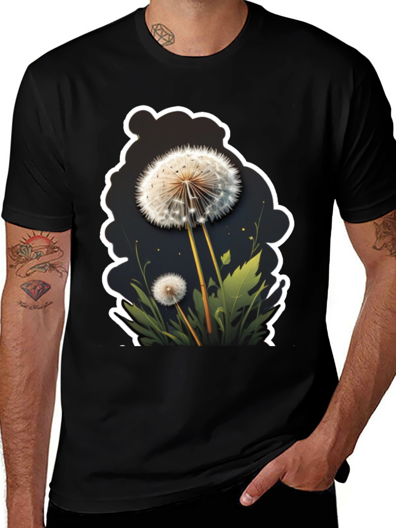 Dandelion Graphic Black T-Shirt