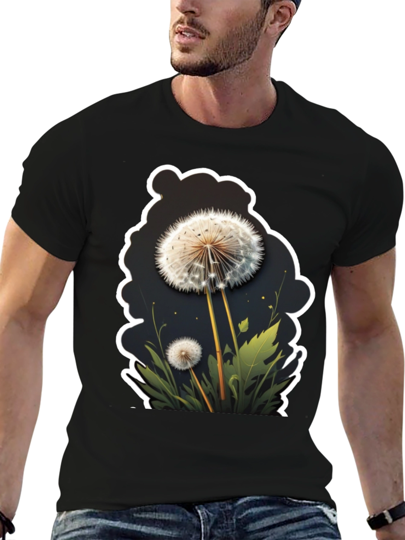 Dandelion Graphic Black T-Shirt