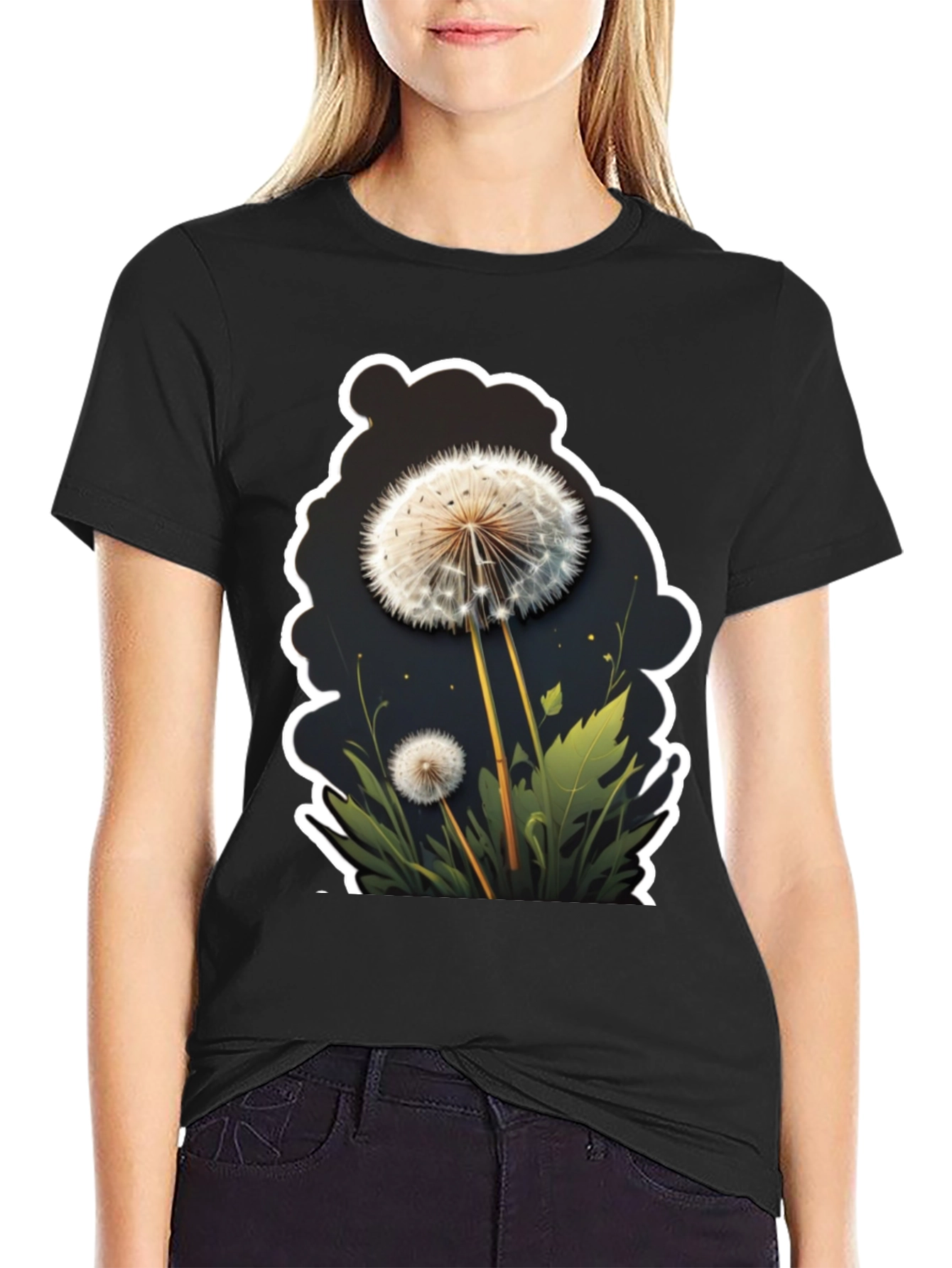 Dandelion Graphic Black T-Shirt