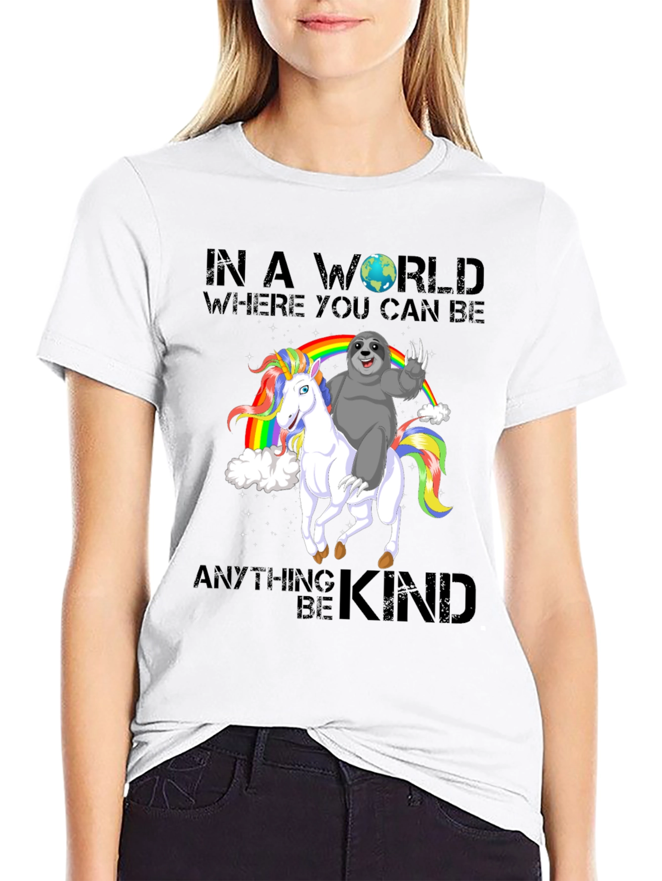 Sloth Riding Unicorn Rainbow T-Shirt