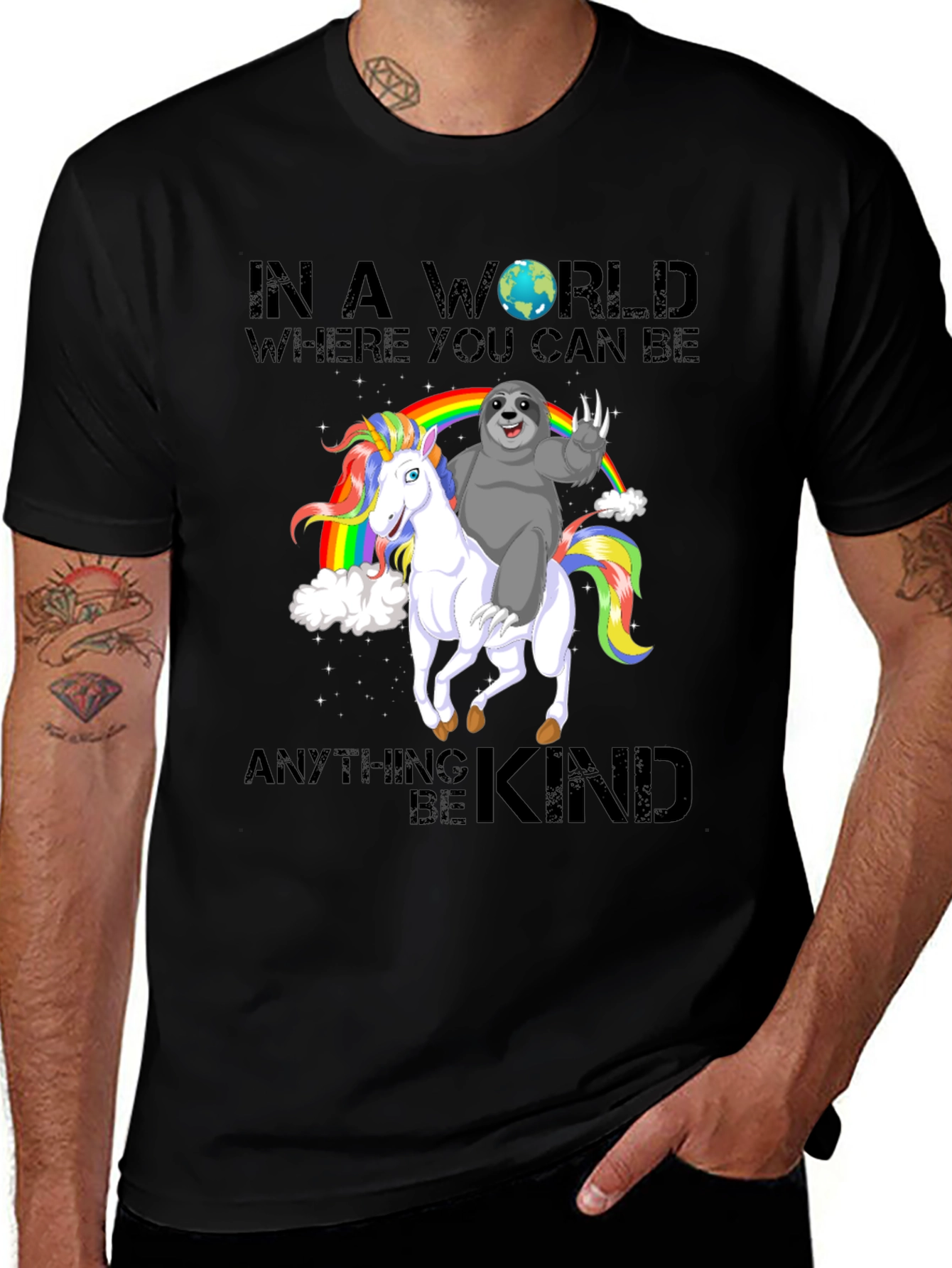 Sloth Riding Unicorn Rainbow T-Shirt