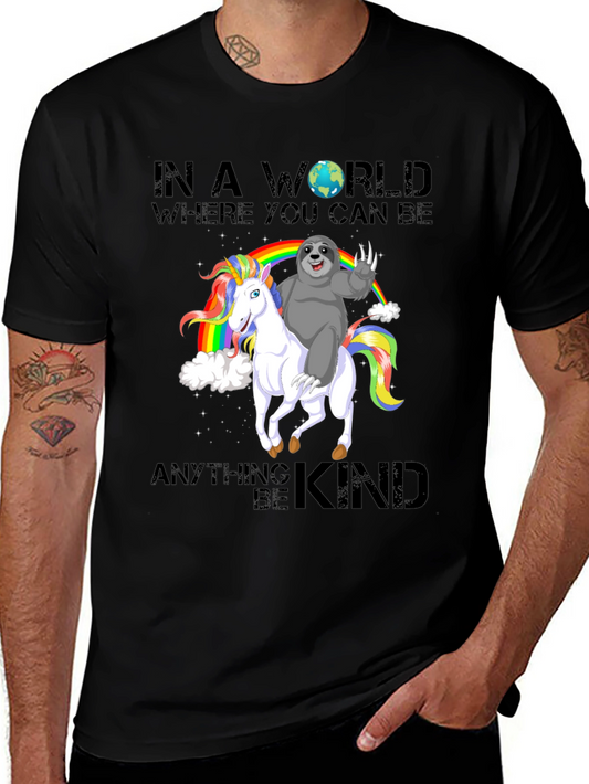 Sloth Riding Unicorn Rainbow T-Shirt