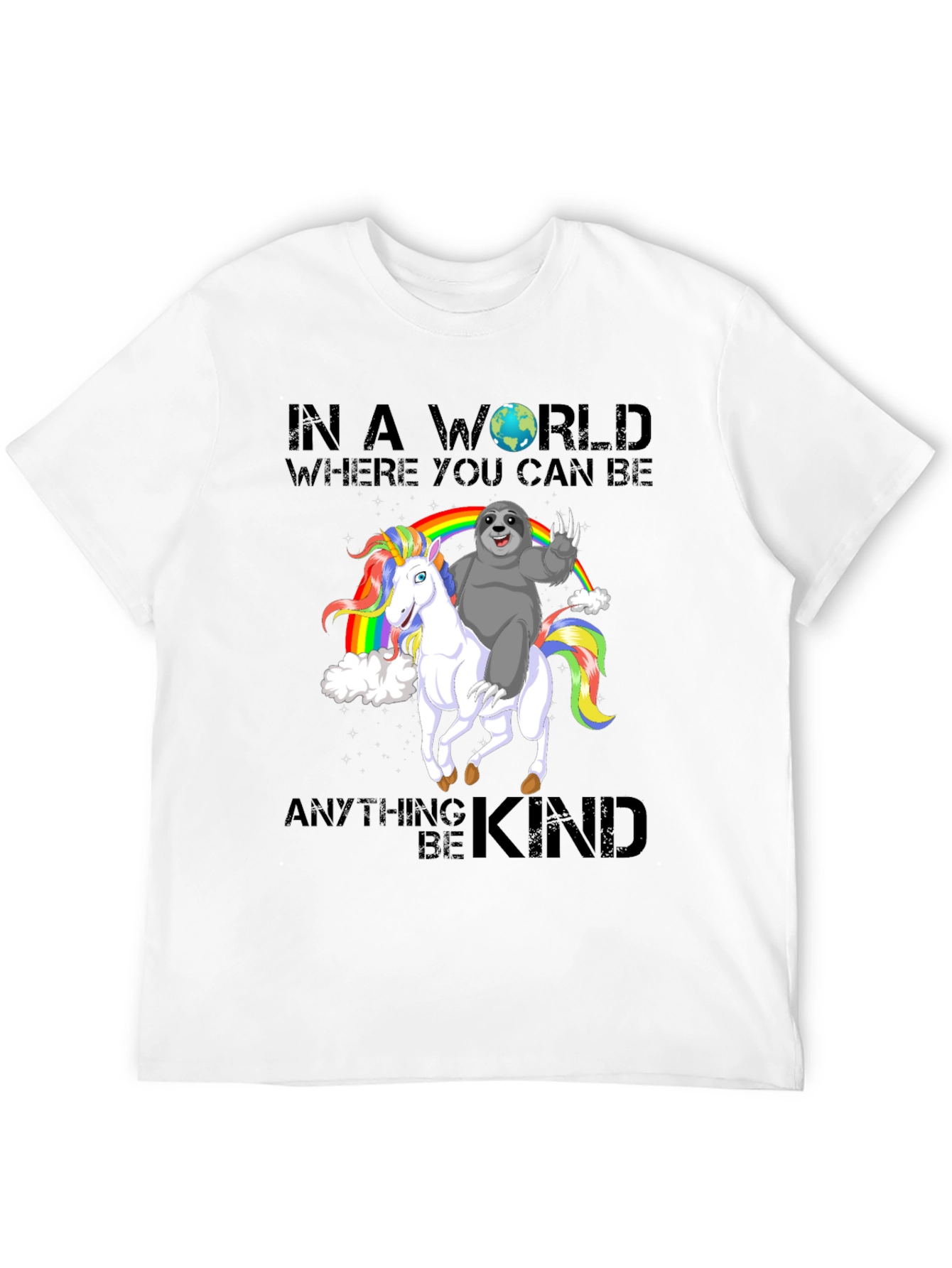 Sloth Riding Unicorn Rainbow T-Shirt