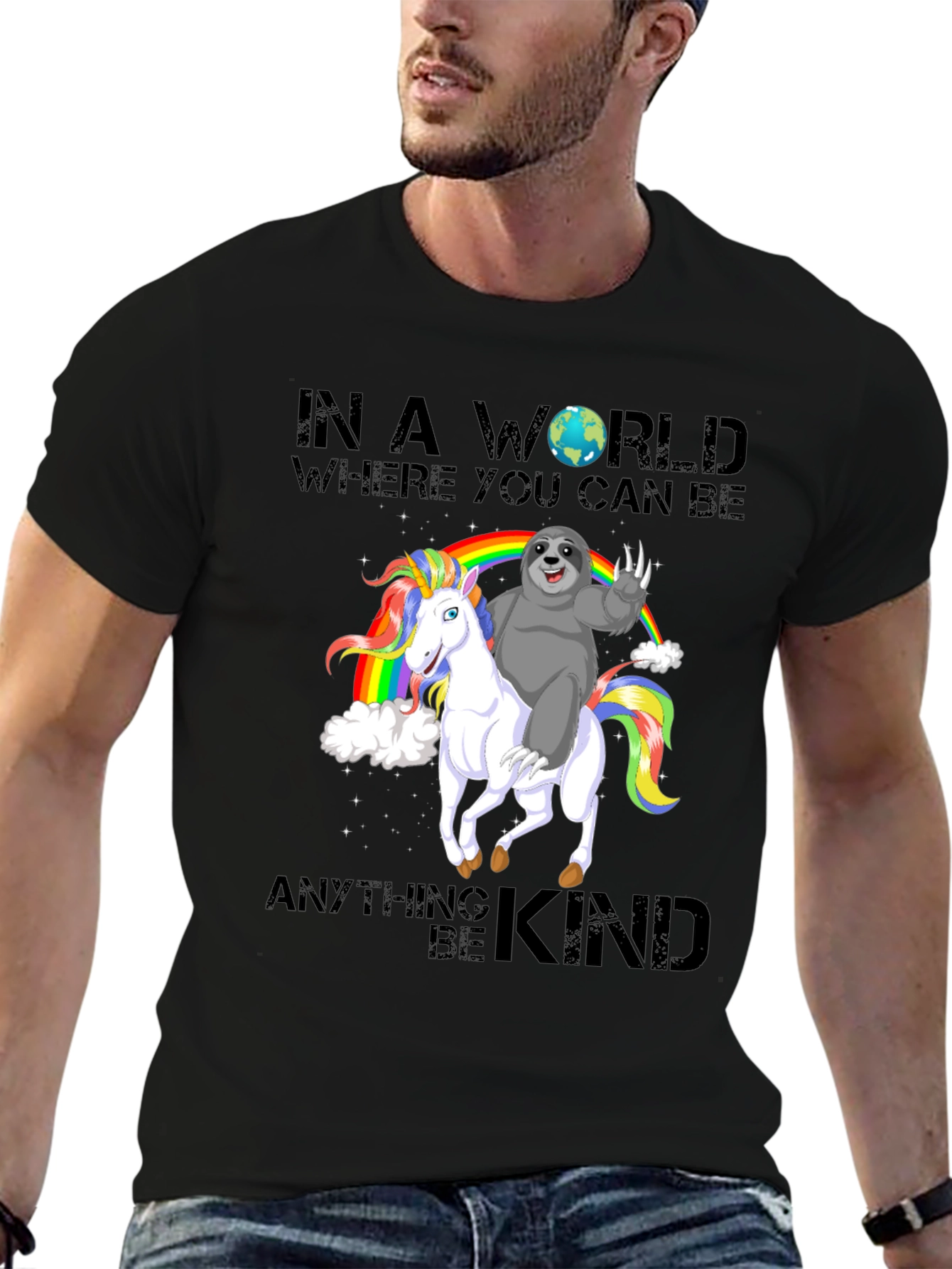 Sloth Riding Unicorn Rainbow T-Shirt