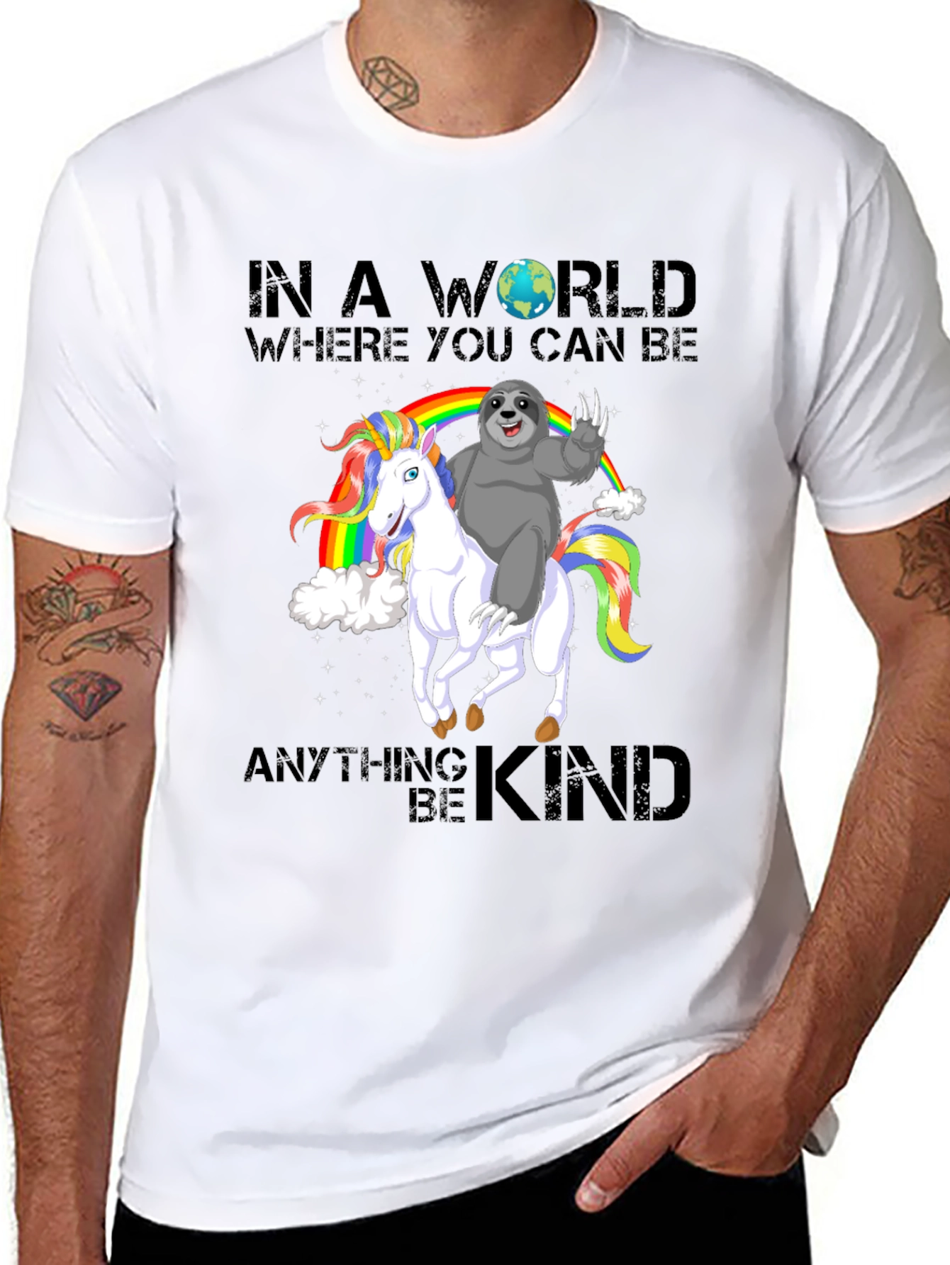 Sloth Riding Unicorn Rainbow T-Shirt