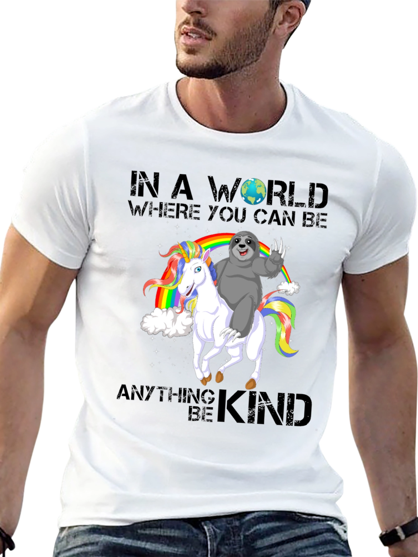Sloth Riding Unicorn Rainbow T-Shirt