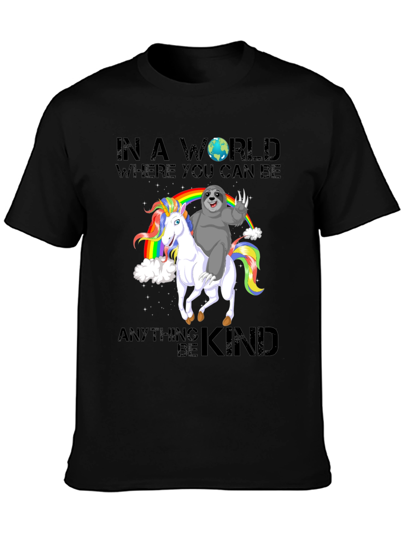 Sloth Riding Unicorn Rainbow T-Shirt