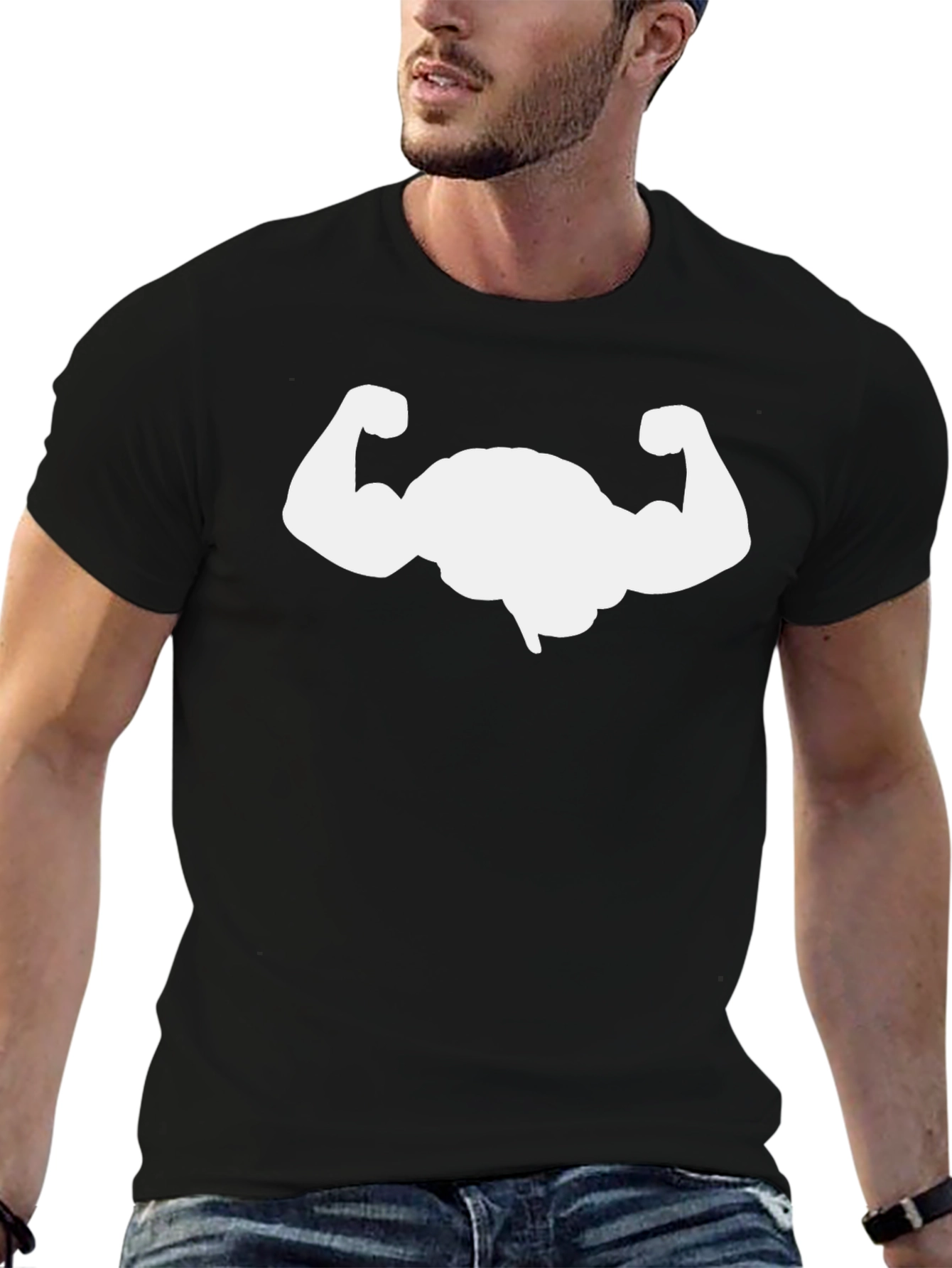 Muscle Graphic Tee - Black Cotton Gym T-Shirt