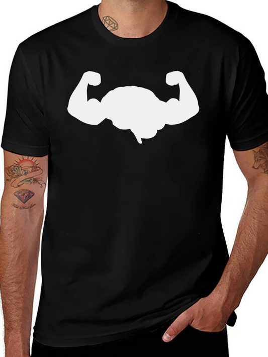 Muscle Graphic Tee - Black Cotton Gym T-Shirt