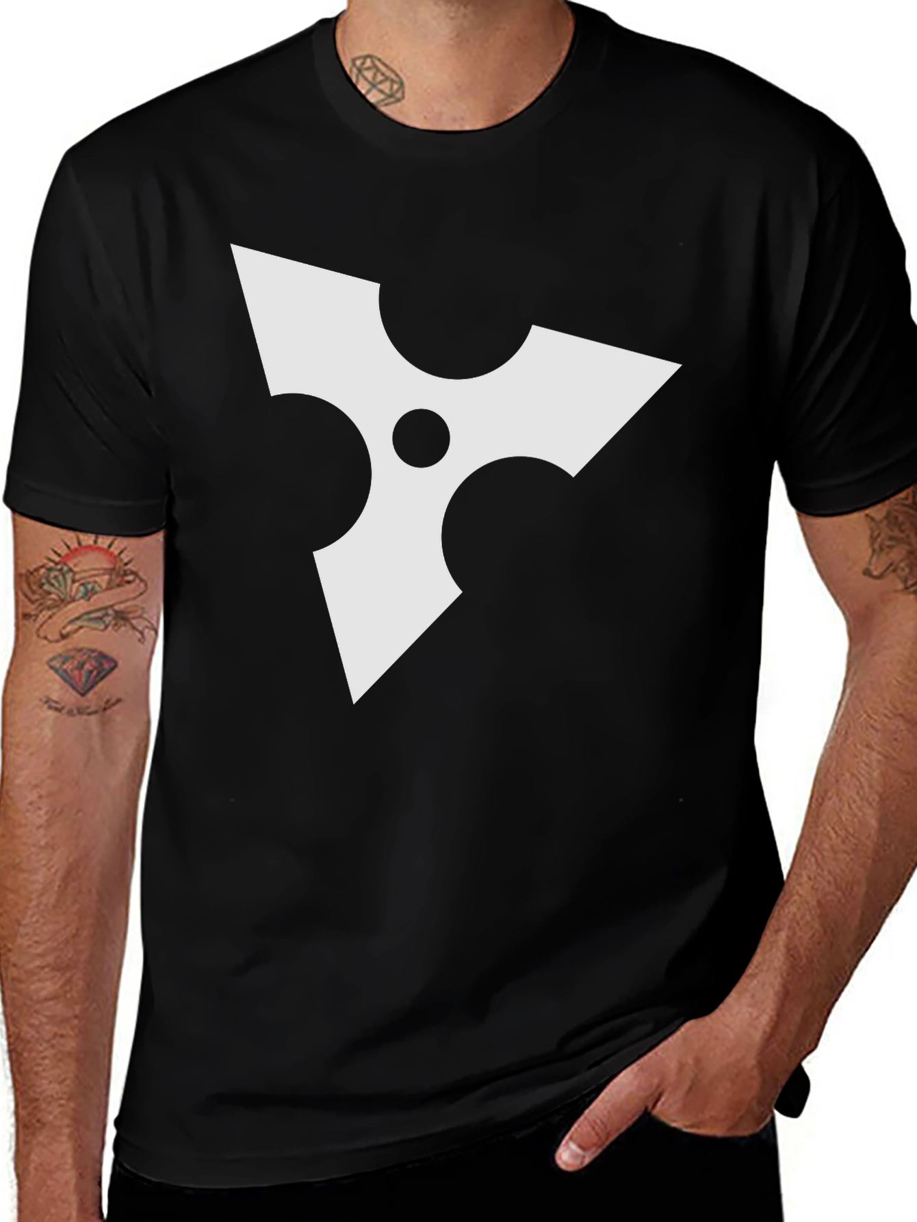 Black Tee with White Ninja Star Graphic