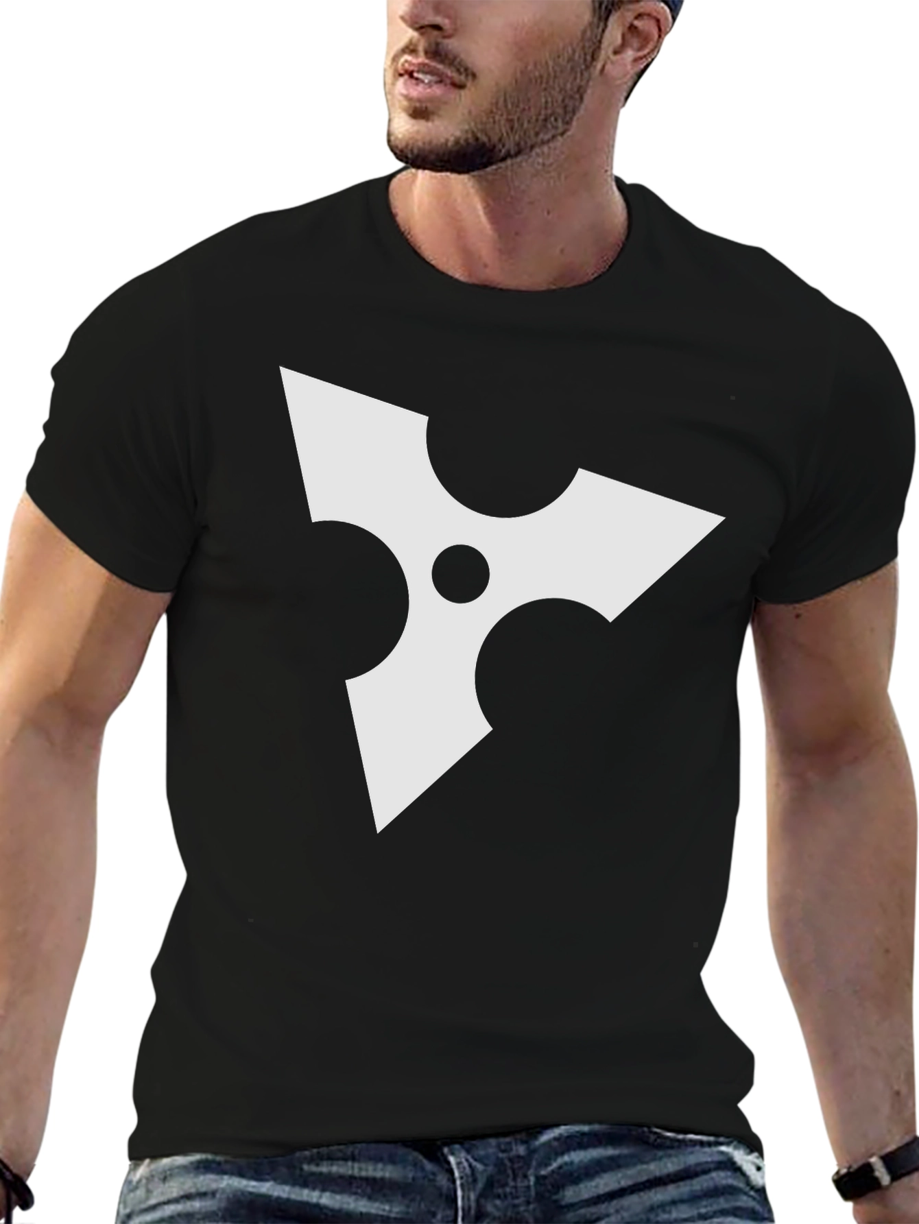 Black Tee with White Ninja Star Graphic
