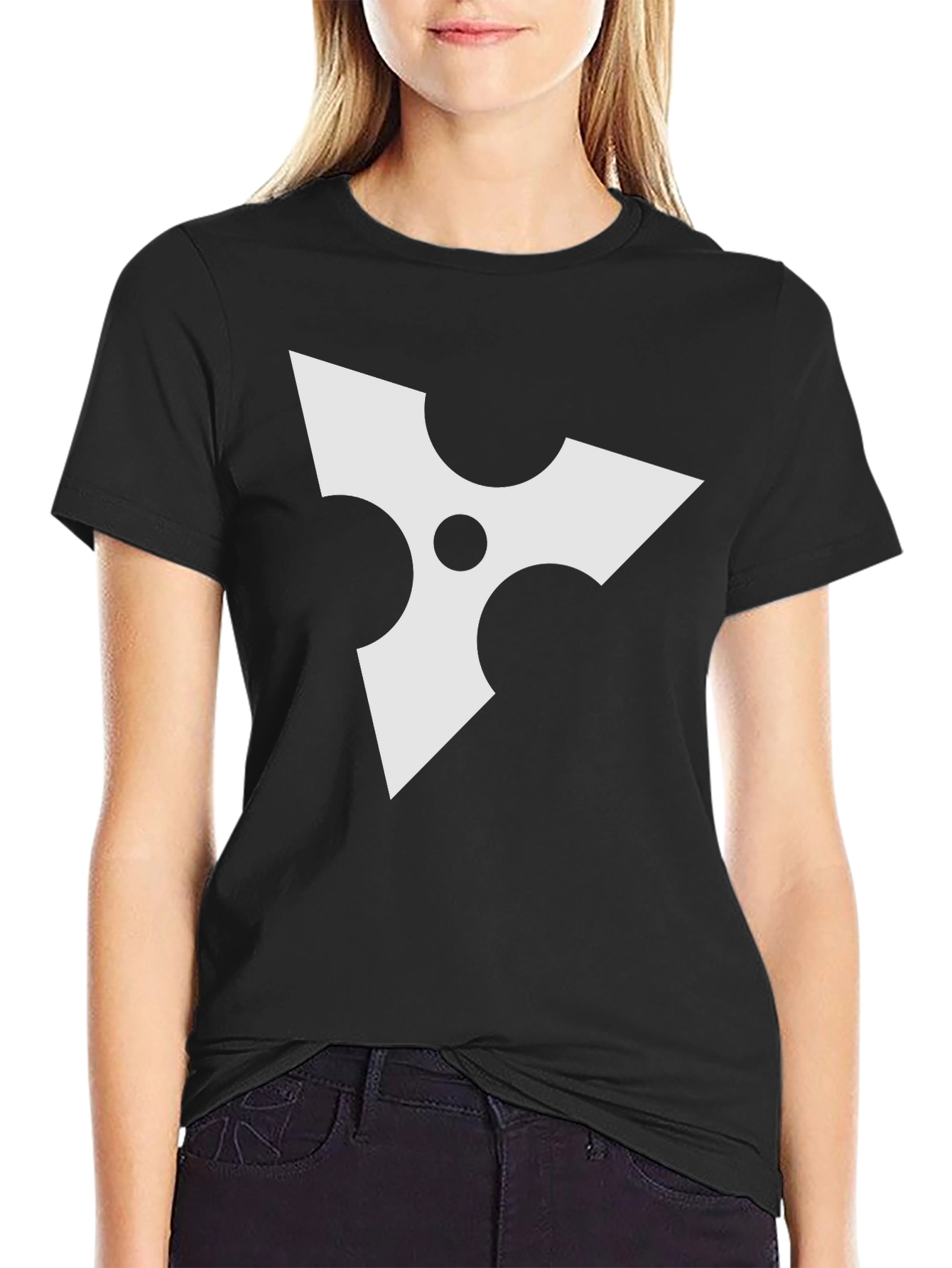 Black Tee with White Ninja Star Graphic