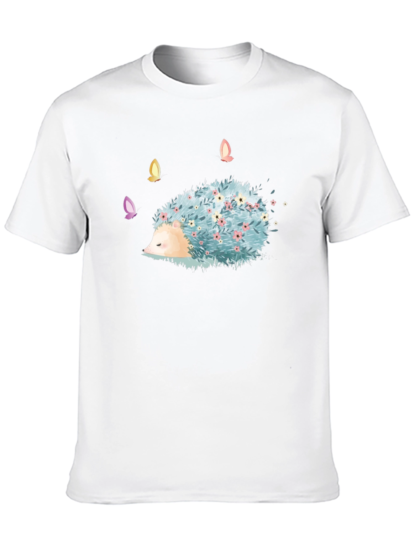 Whimsical Hedgehog T-Shirt - Floral Design