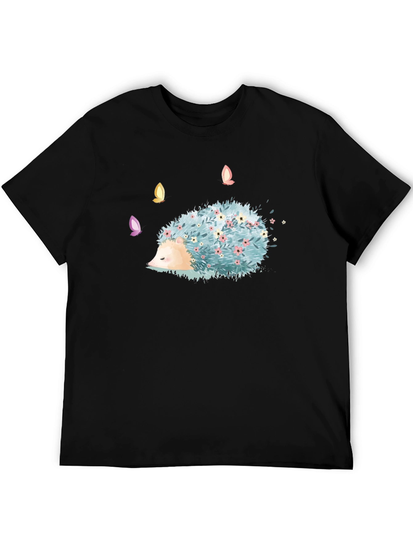 Whimsical Hedgehog T-Shirt - Floral Design