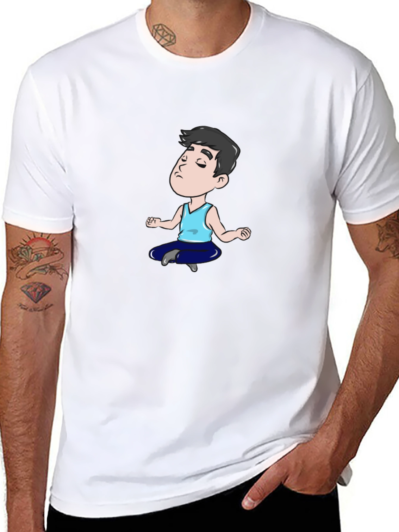 Zen Cartoon T-Shirt - Black Cotton Blend
