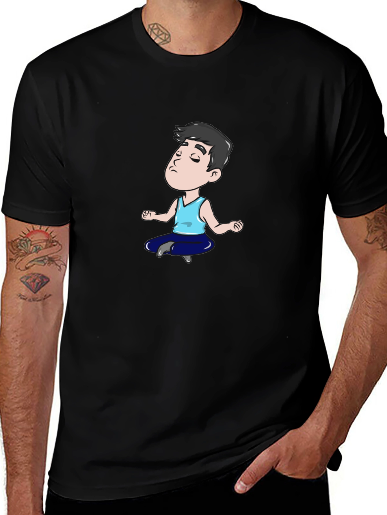 Zen Cartoon T-Shirt - Black Cotton Blend