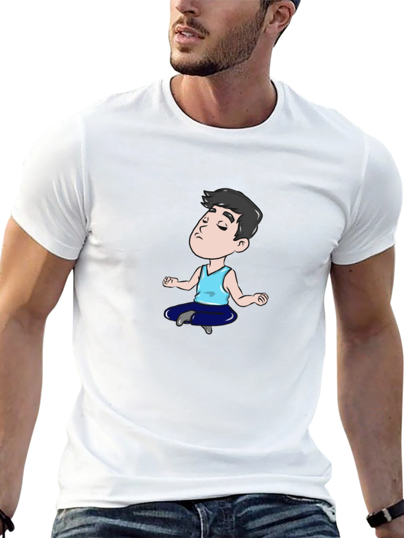 Zen Cartoon T-Shirt - Black Cotton Blend