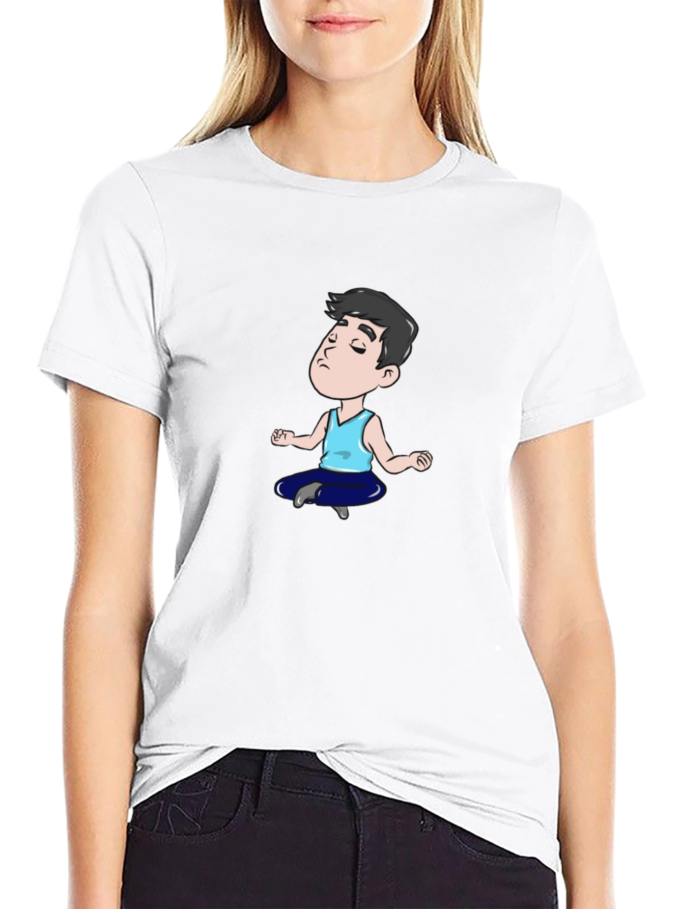 Zen Cartoon T-Shirt - Black Cotton Blend